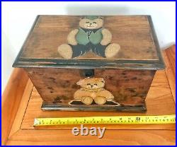 Wooden toy/memento box, bear themed, birthday or Christmas gift for girl or boy