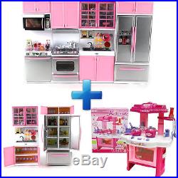 XXL Pink Kitchen Play Set Cooking Pretend Play Set for Kids Toys Gift For Girls