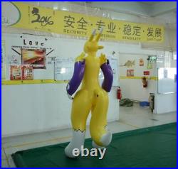 Yellow Pretty Soft PVC0.4mm Inflatable Fox Girl Size 6.56ft hight
