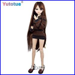 Yutotue BJD Doll Toy 60cm Girl Doll with Mechanical Face Makeup Clothes Shoes Wigs